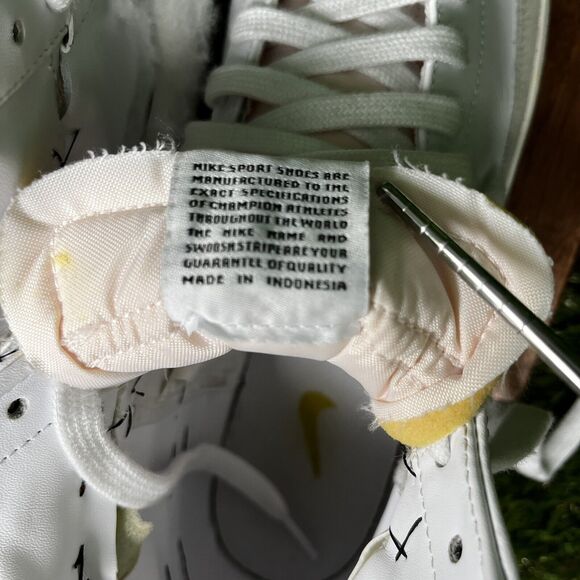 NIKE BLAZER Men 11.5 Mid 77 Custom White Leather Sneakers BQ6806-101 Unique 1493 - Picture 11 of 14